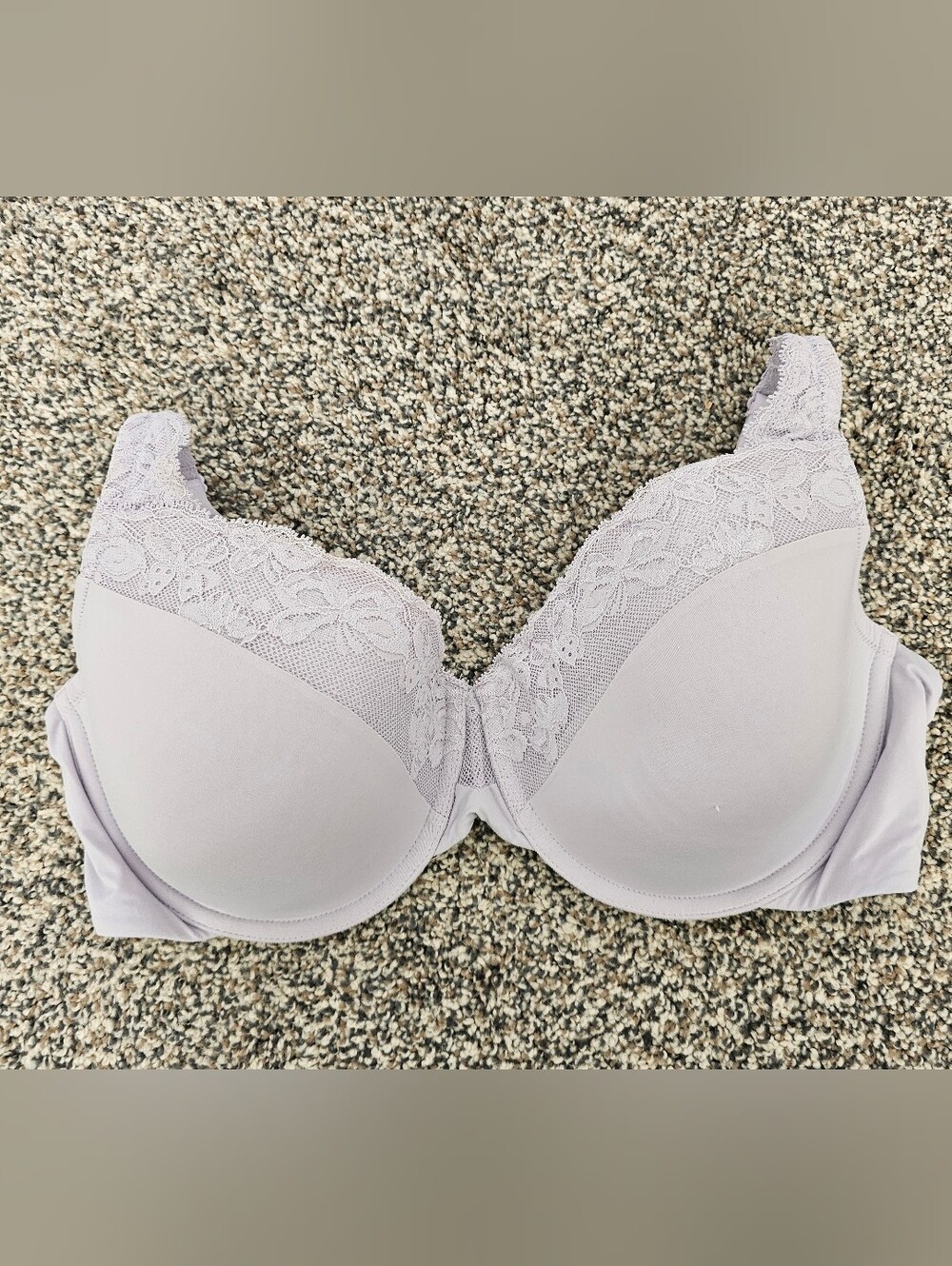 Olga Plus Size Lace Trim Padded Underwire Bra - Light Lavender